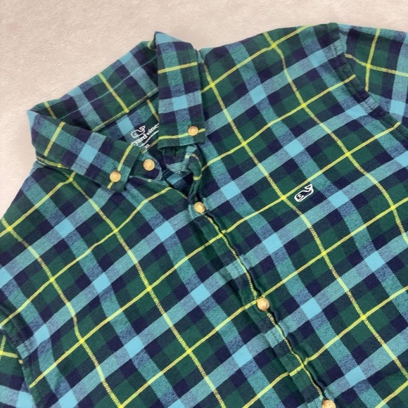 Vineyard Vines Other - Vineyard Vines Button Up Shirt Youth XL Green Plaid Flannel Long Sleeve Collared